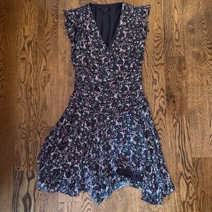 All Saints Black Floral Mini Dress